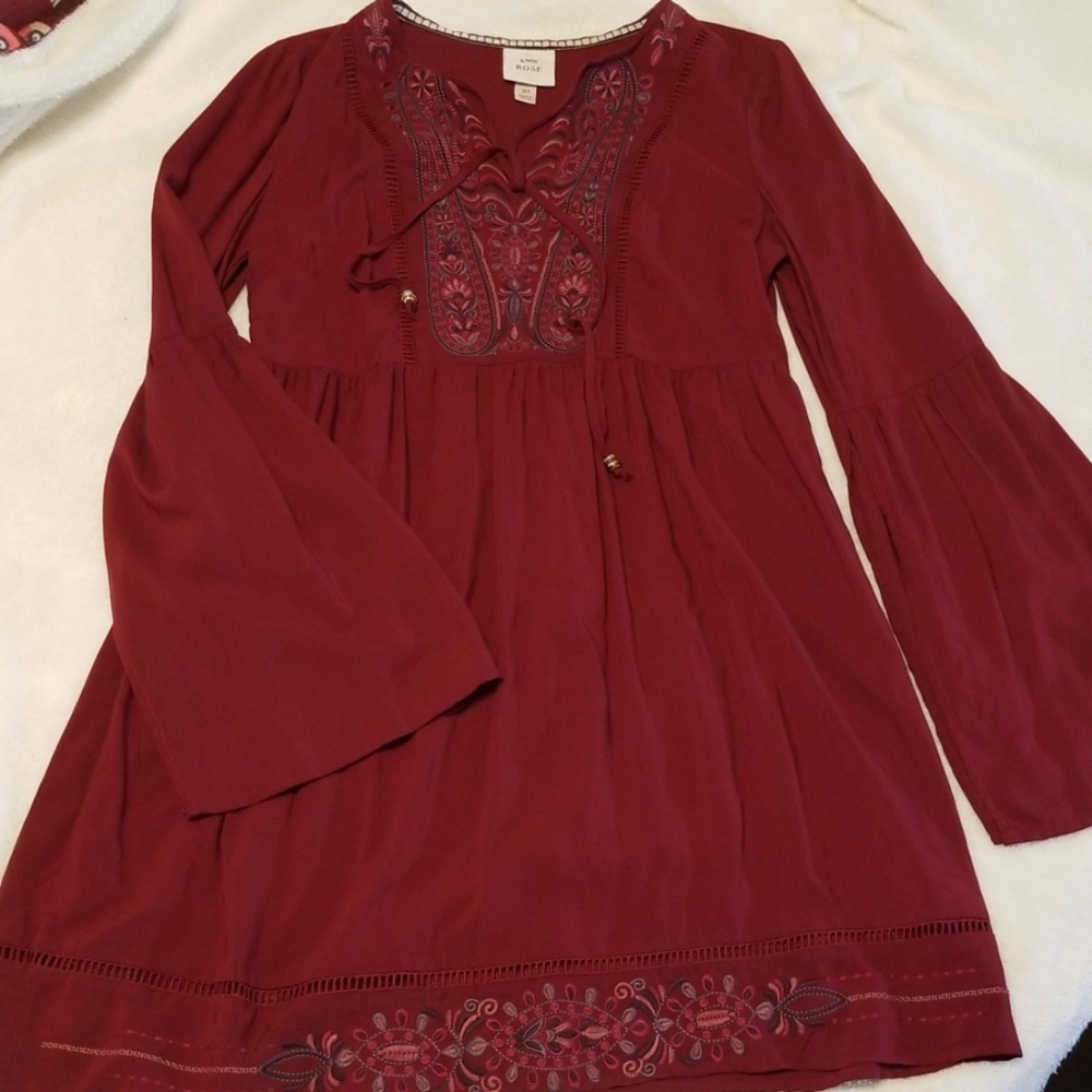 Burgendy embroidered dress